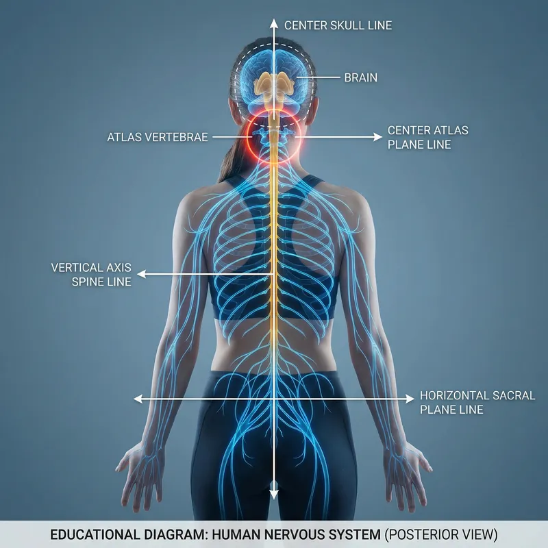 Educational Illustration of Human Nervous System: Posterior View