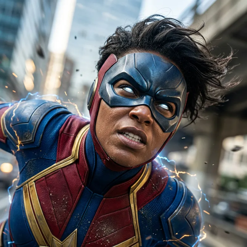 Dynamic Superhero Art: Vibrant Comic Action Pose