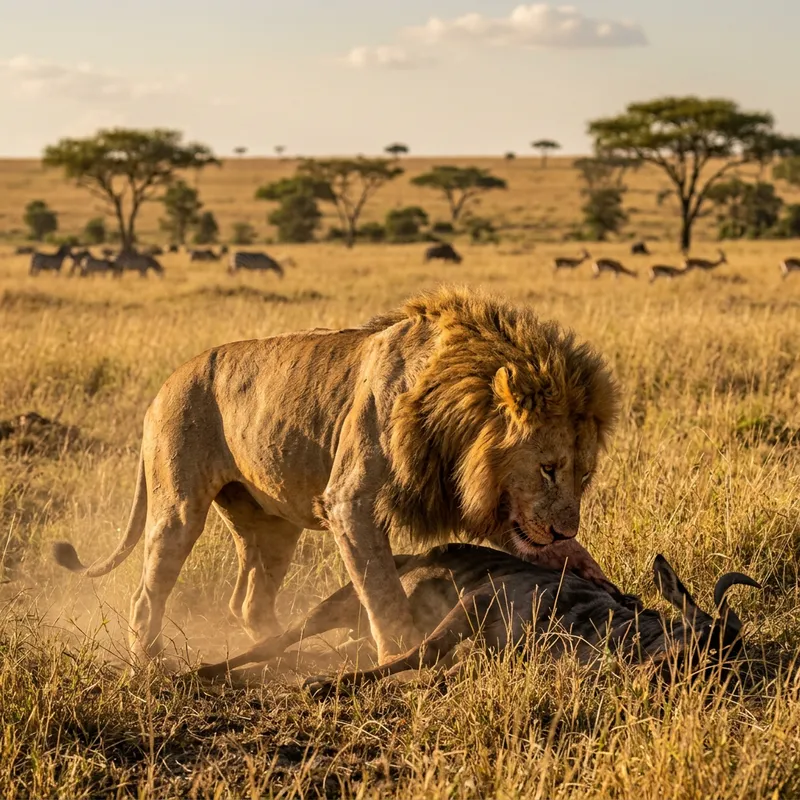 Ferocious Lion Feeding - Majestic King of the Jungle Ferocious Lion Feeding - Majestic King of the Jungle