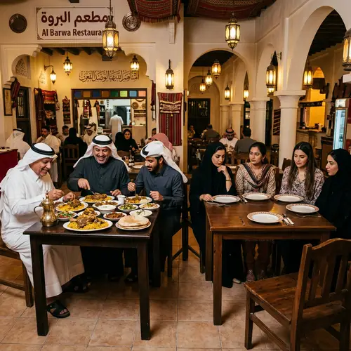 Diverse Dining Scene at Traditional Qatari Restaurant