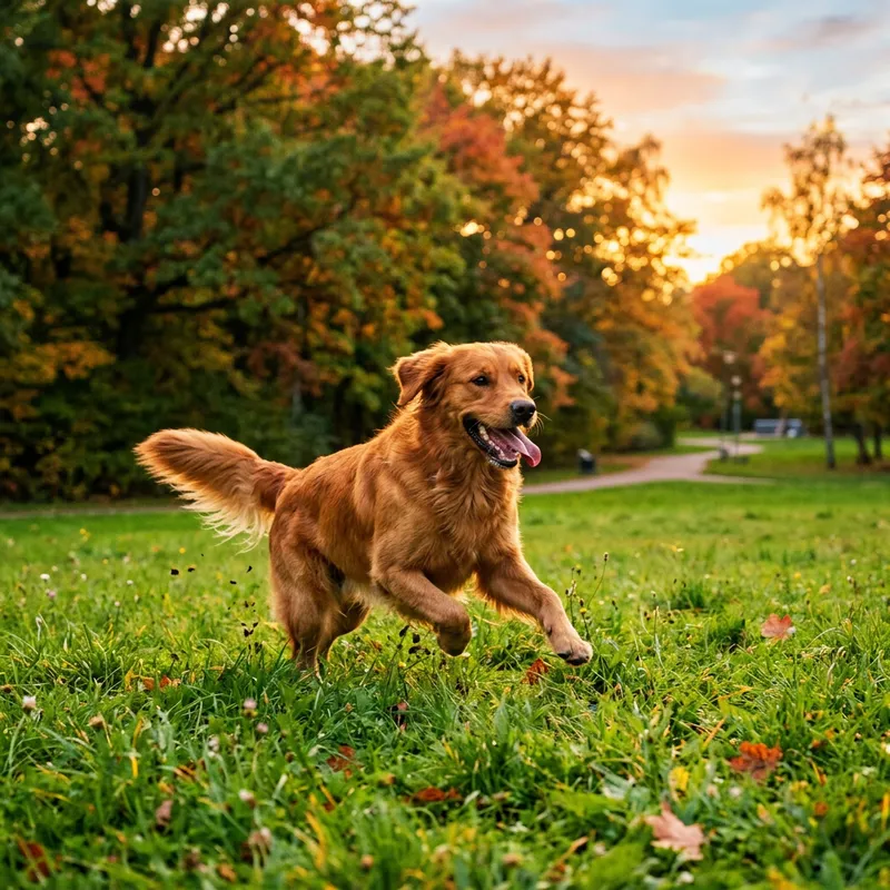 Energetic Medium-Sized Dog Playing in a Park