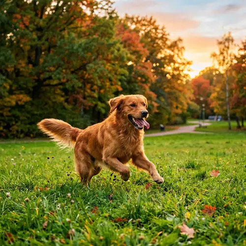 Lively Mid-Sized Dog Running in a Green Park