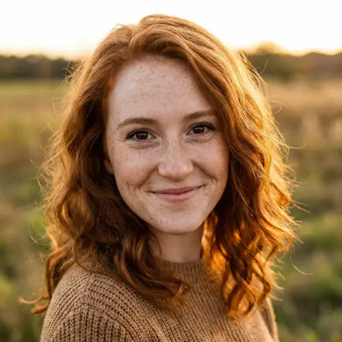 Realistic Girl with Vibrant Red Hair and Freckles
