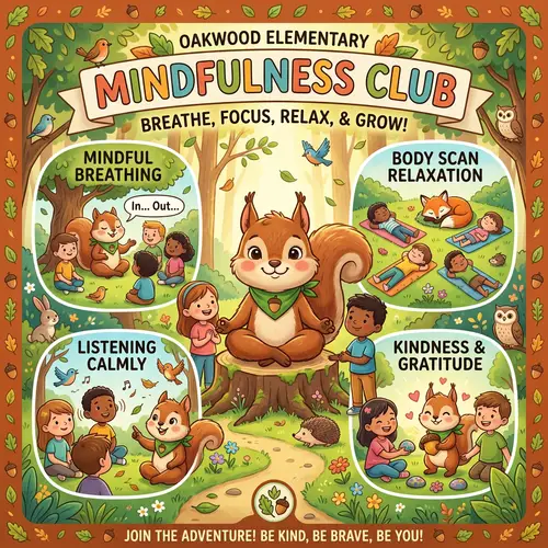 Mindfulness Club Mascot: Cartoon Squirrel Graphic