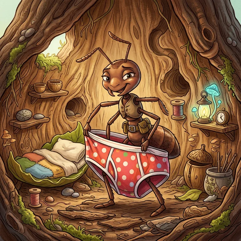 Cute Ant in Unique Underwear Illustration