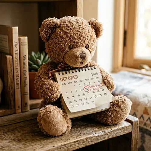 Cute Teddy Bear with Calendar | 10th Day Highlighted