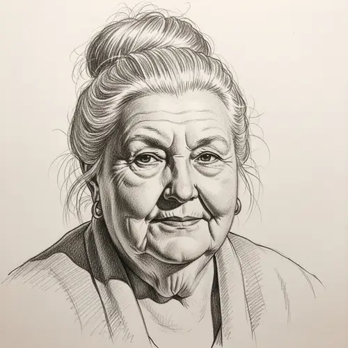 Wise Portrait of an Elderly Woman Sketch