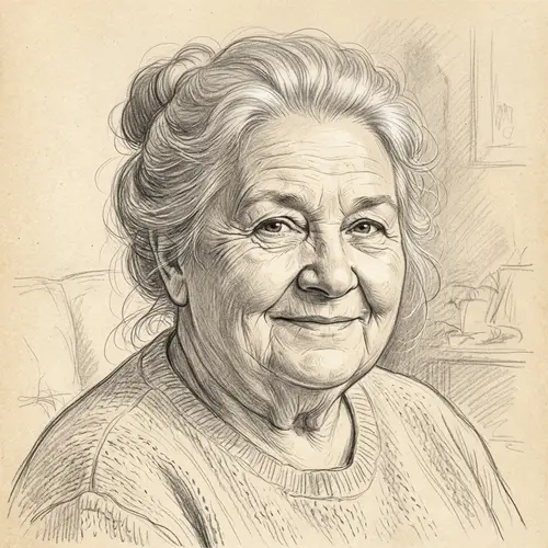 Wise Portrait of an Elderly Woman Sketch