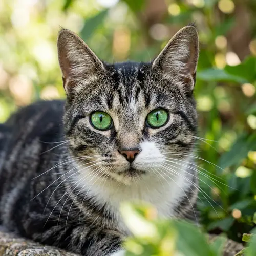 Adorable Domestic Cat with Green Eyes and Soft Fur