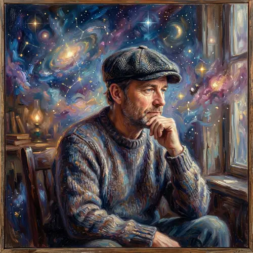 Celestial Impressionist Portrait of a Man | Cosmic Vibes