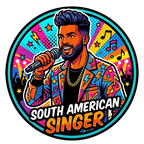 Stylized Icon of Confident South American Male Singer