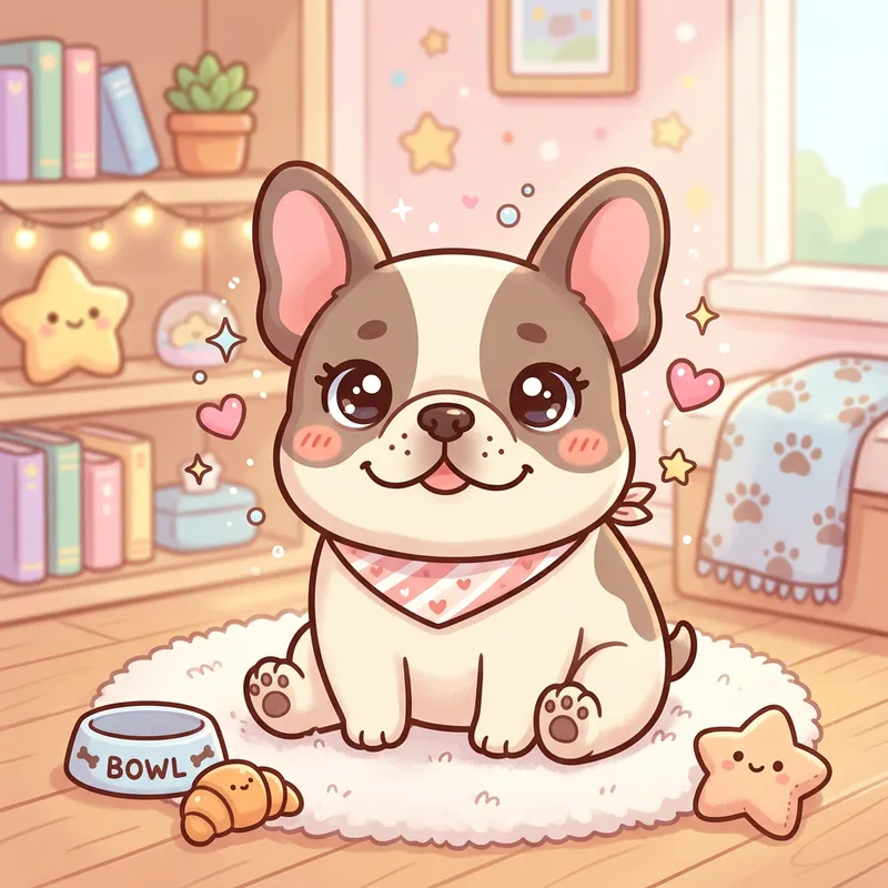Kawaii French Bulldog Character - Cute & Adorable