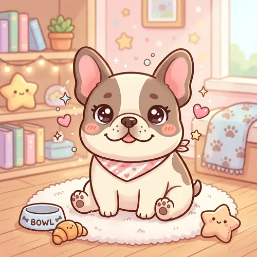Kawaii French Bulldog Character - Cute & Adorable