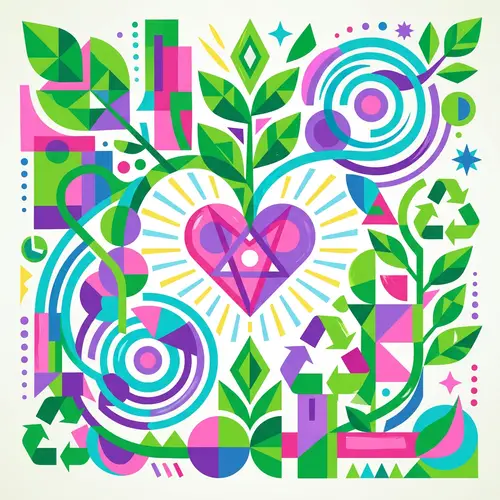 Vibrant Geometric Design: Green, Pink, Purple & Turquoise