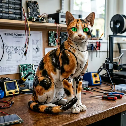 Realistic Animatronic Cat with Fluid Movements