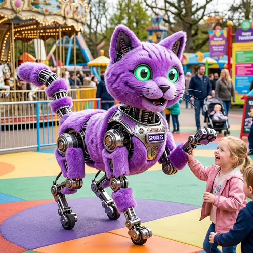 Mechanical Cat Amusement Character with Movable Parts