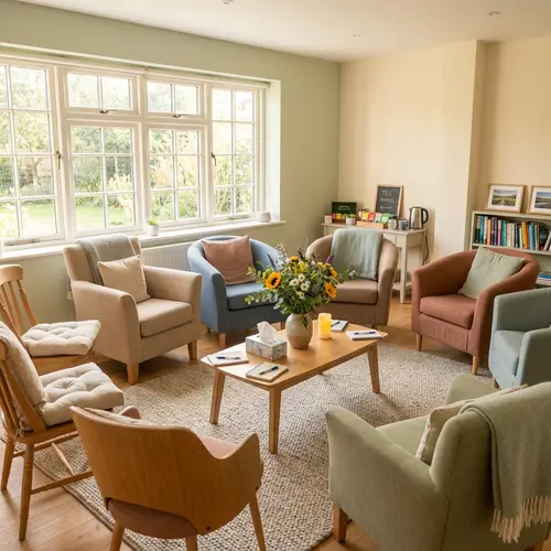 Tranquil Seeking Safety Group Session in Serene Setting