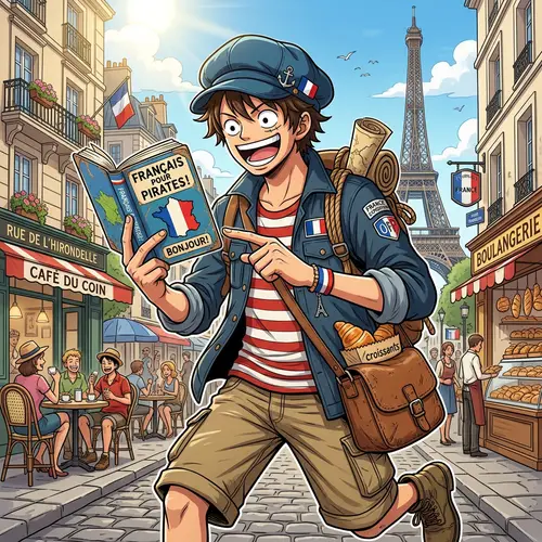 One Piece Anime Character Learning French