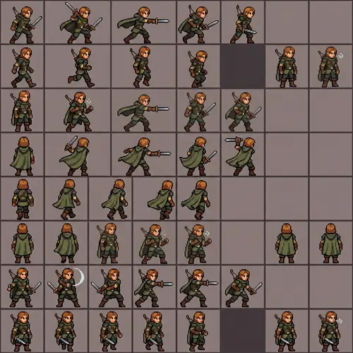 Dungeons and Dragons Pixel Art Character Sprite Sheet