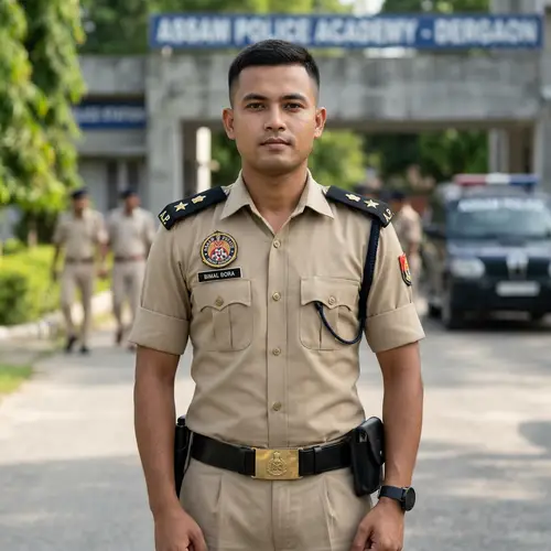 Young Assamese Constable in Khaki Uniform Portrait