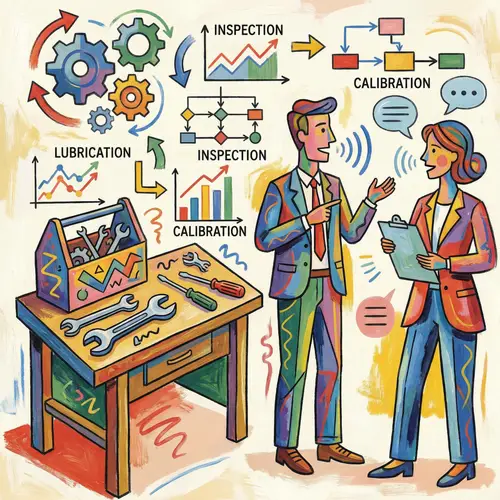 Playful Preventive Maintenance Scene | Abstract Illustration with Tools