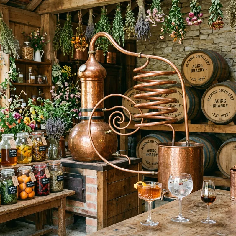 Copper Distillation: Elegance of Golden Ratio in Spirals