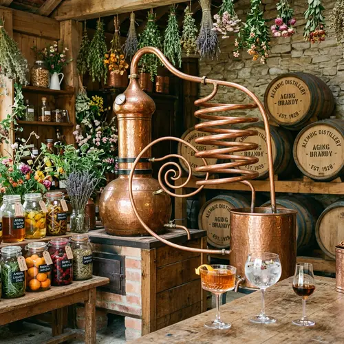Spiral Beauty: Artisanal Distillation and Elegance in Vintage Style