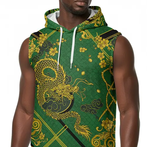Asian-Inspired Flag Football Sleeveless Hoodie Jersey