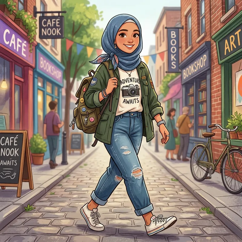 Stylish Hijab Fashion: Sweet Tomboyish Woman Look