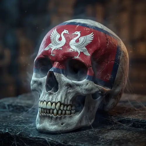 Ethereal Skeleton Head with Mon Flag Design