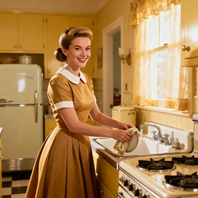 Classic 1950s Housewife in a Stunning Kitchen