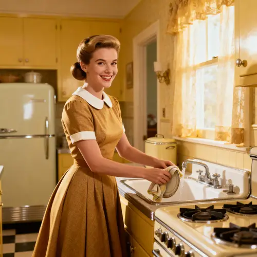 Classic 1950s Housewife in a Stunning Kitchen