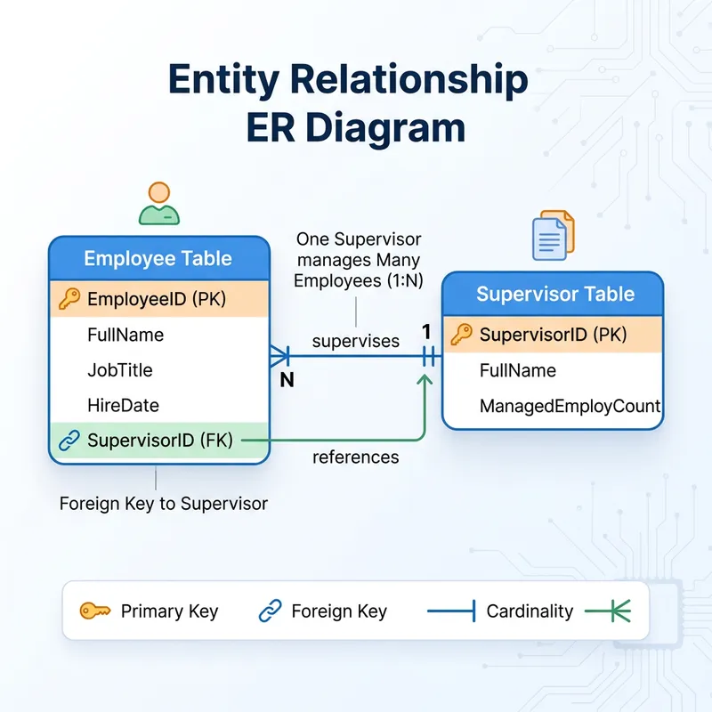 ER Diagram for Employee and Supervisor Tables