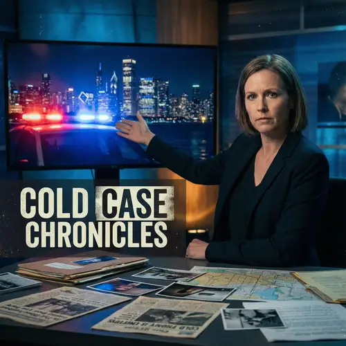 Crime Documentary Scene | Woman Presenting Case with Police Lights