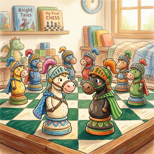 Cartoon Chess Knight Characters for Children's Drawing Book