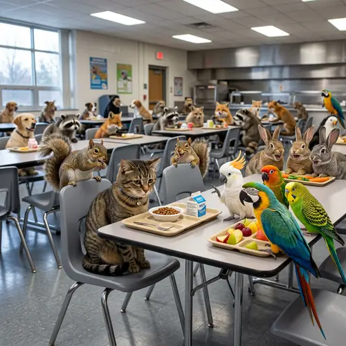 Lonely Tabby Cat at Lunch Table | Sad Cat Ignored by Other Animals