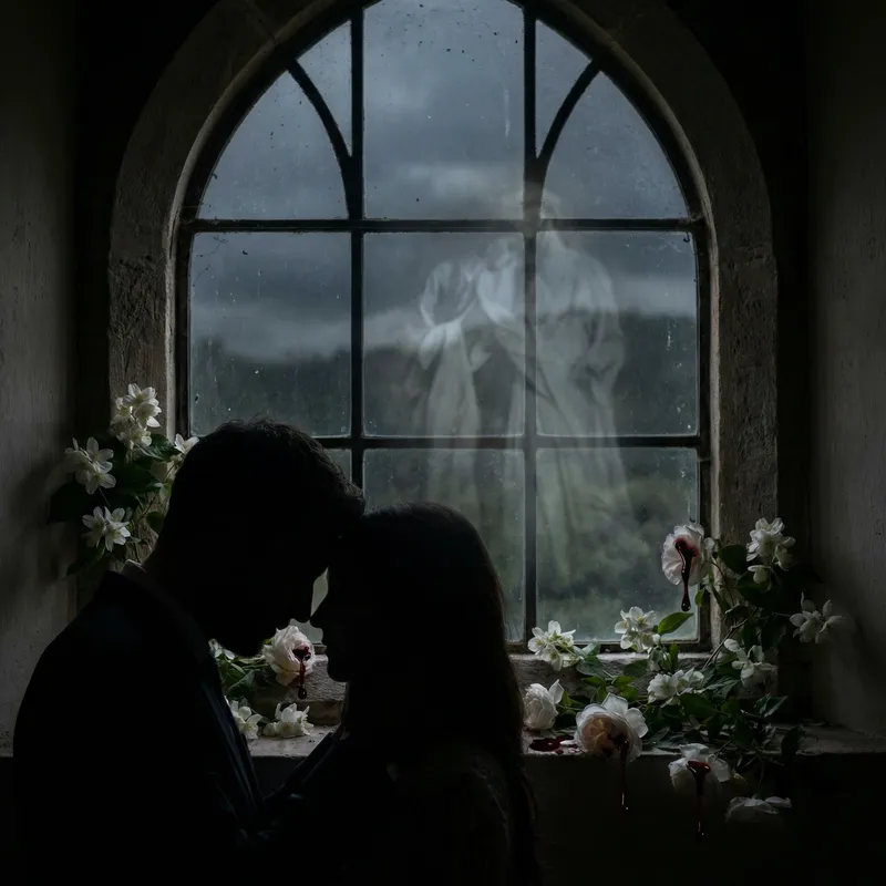 Mysterious Lovers Embracing in Haunting Reincarnation Scene