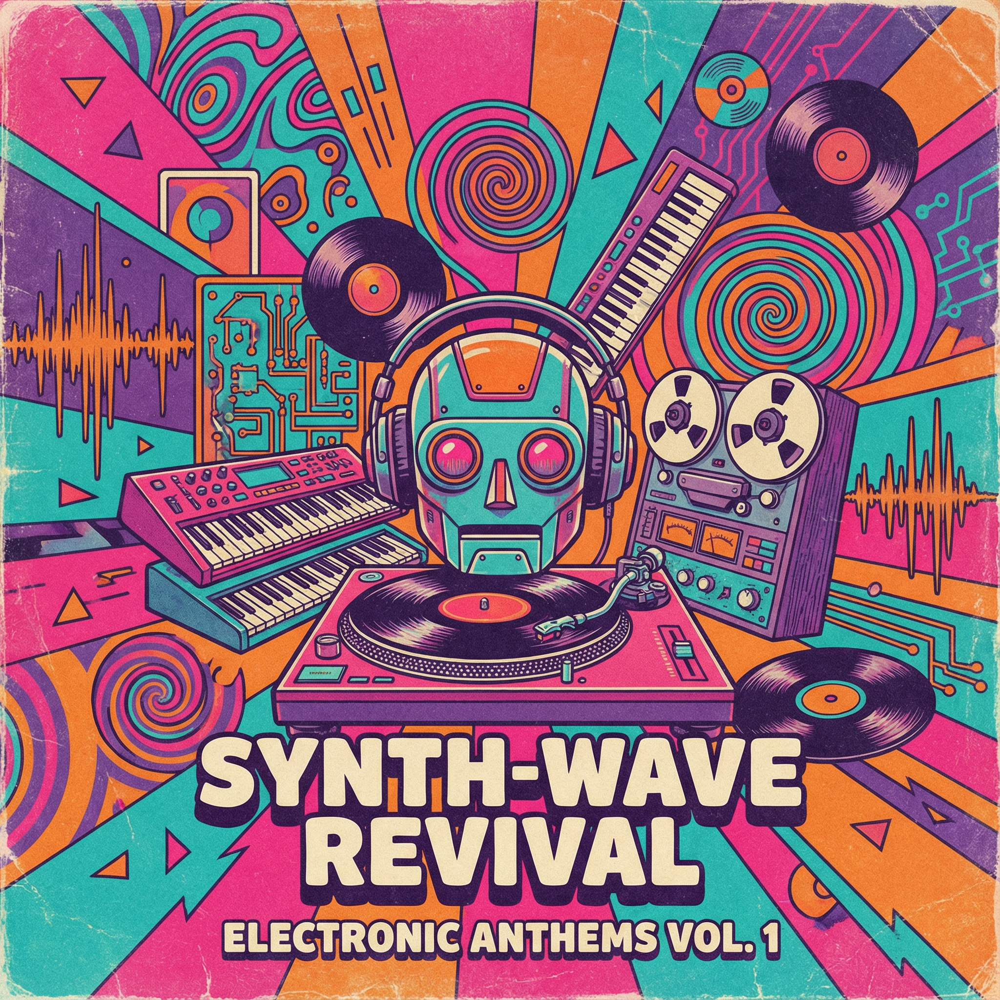 Bright Vintage Electronic Music Art Cover | AI Art Generator