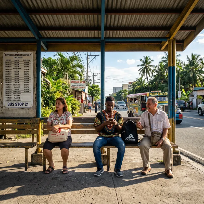 Realistic Bus Stop in the Philippines with Waiting Area Realistic Bus Stop in the Philippines with Waiting Area