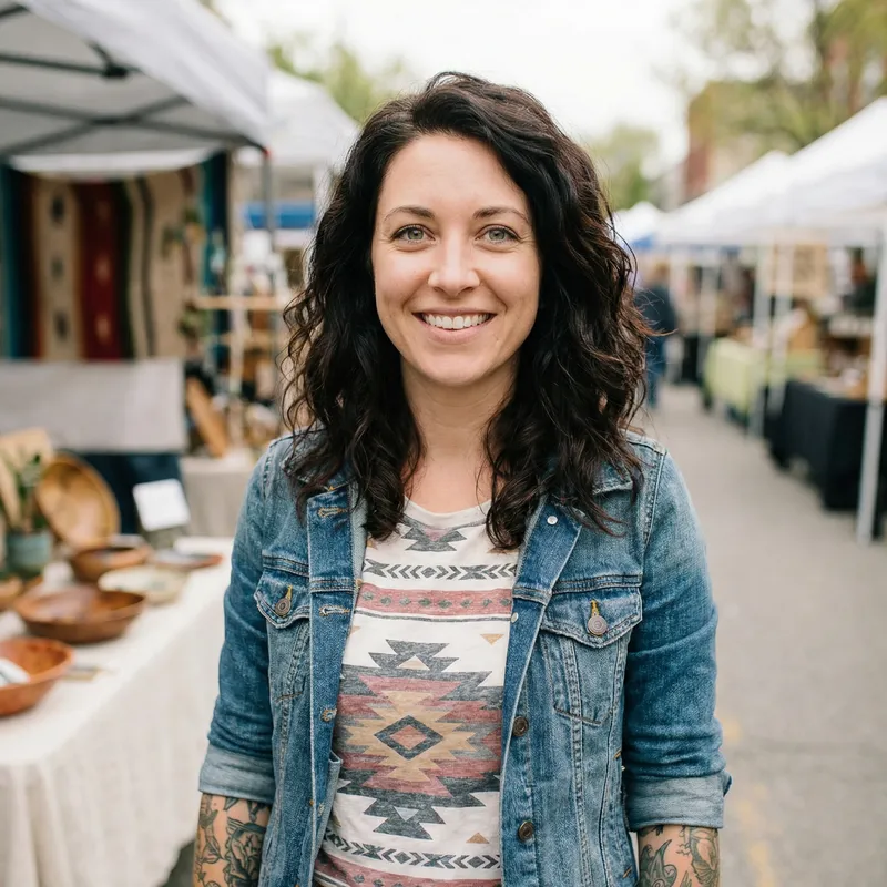 Curvy Woman with Dark Hair and Tattoos