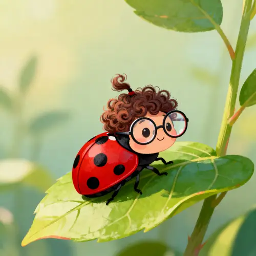 Ladybug with Round Glasses and Curly Hair
