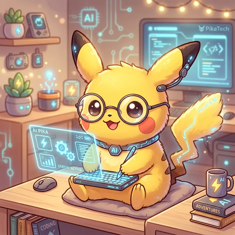 Cute Chibi AI Pikachu with Glasses Cute Chibi AI Pikachu with Glasses
