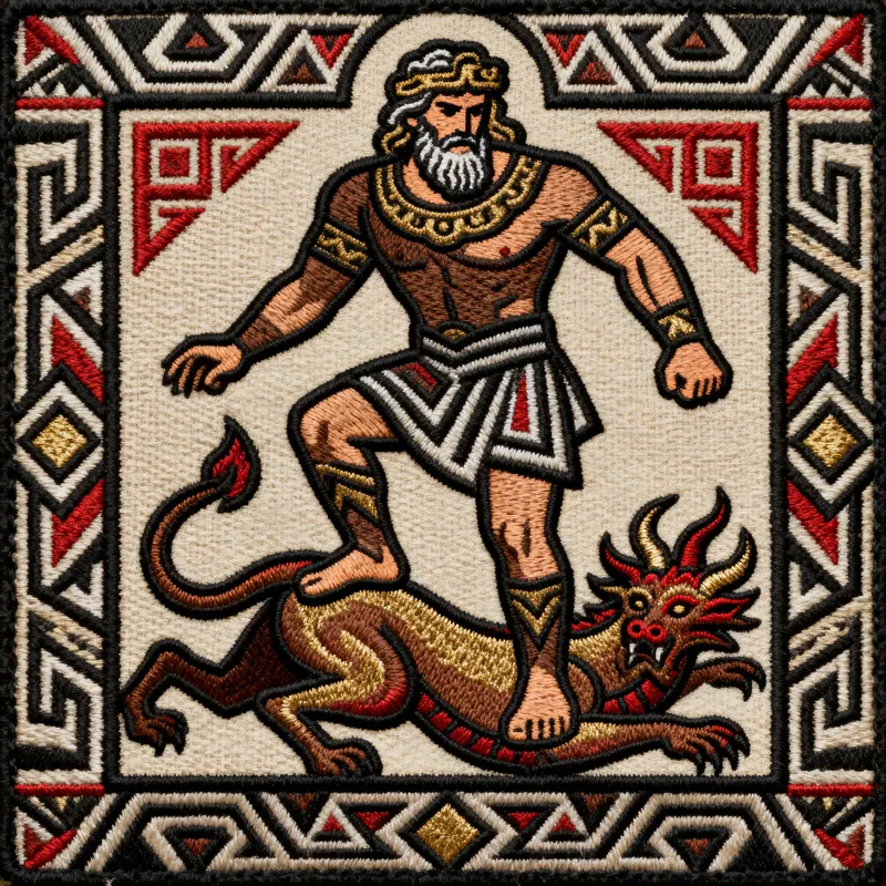 Tribal Patch Design: Zeus vs. Typhon Artwork