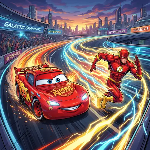 Fast Red Race Car vs Muscular Humanoid - Epic Race Scenario