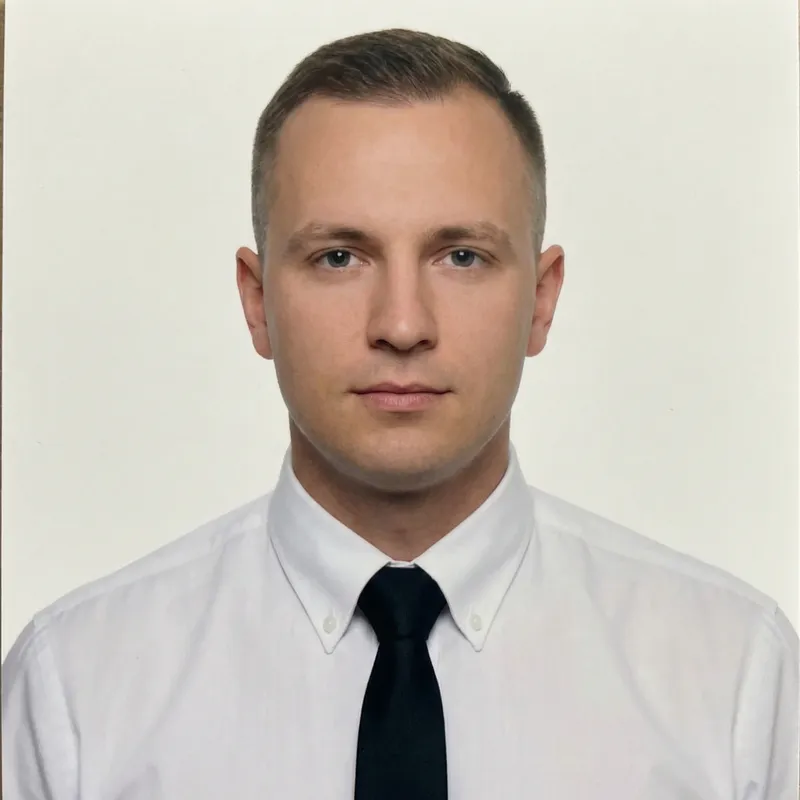 Professional Document Photo: White Shirt & Black Tie