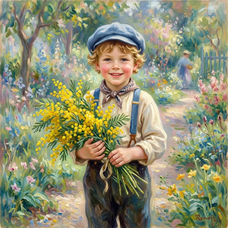 Innocence and Joy of Childhood - Vibrant Mimosa Flowers Painting Innocence and Joy of Childhood - Vibrant Mimosa Flowers Painting