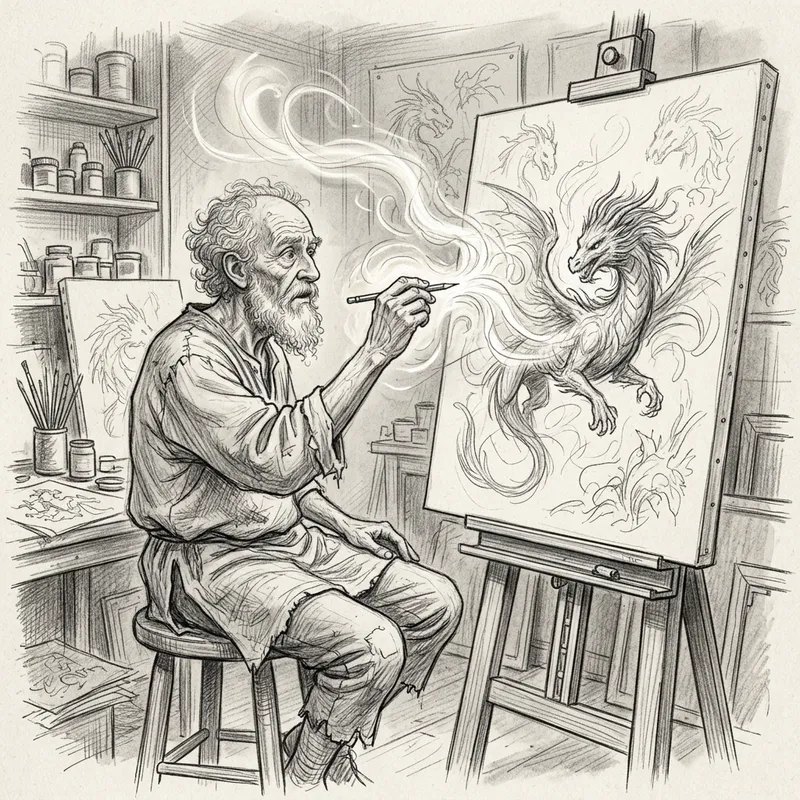 Elder Man Invokes Divine Energy for Canvas Life