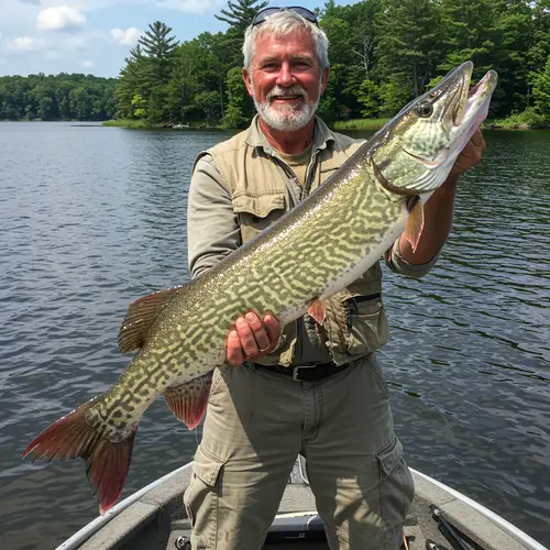 Proud Fisherman with Massive Muskie Catch