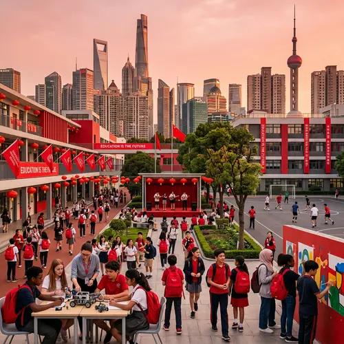 Education Scene in Shanghai with Diverse Students