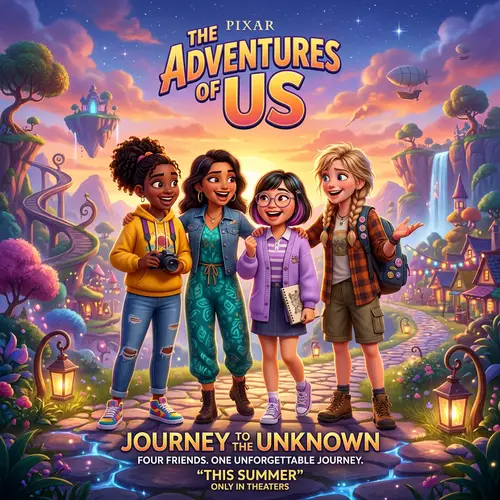 Pixar-Style 3D Poster of Adventurous Girls